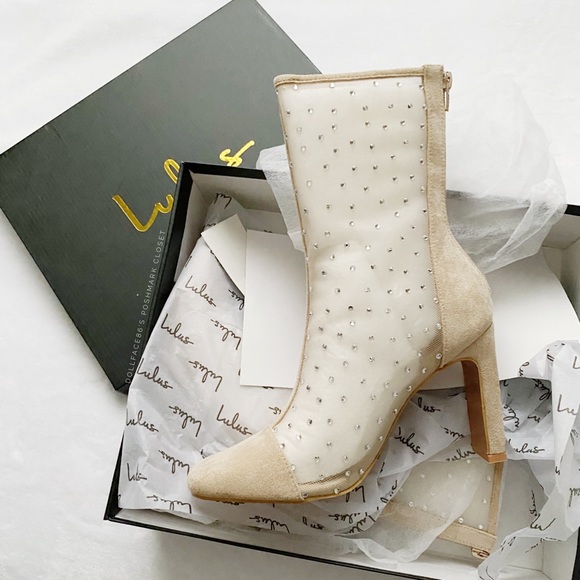 NWT Lulu’s Faux Suede Rhinestone Mid Calf Boots - Picture 5 of 15